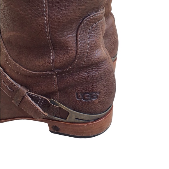 UGG Australia Channing Chocolate Leather Knee High Boots Size 7 - Picture 8 of 16